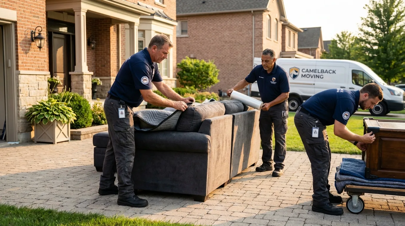 Large estate moving crew wrapping furniture in Maquoketa, IA