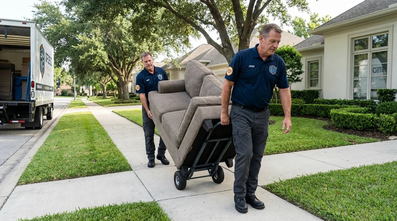 Local residential moving crew loading furniture in Maquoketa, IA